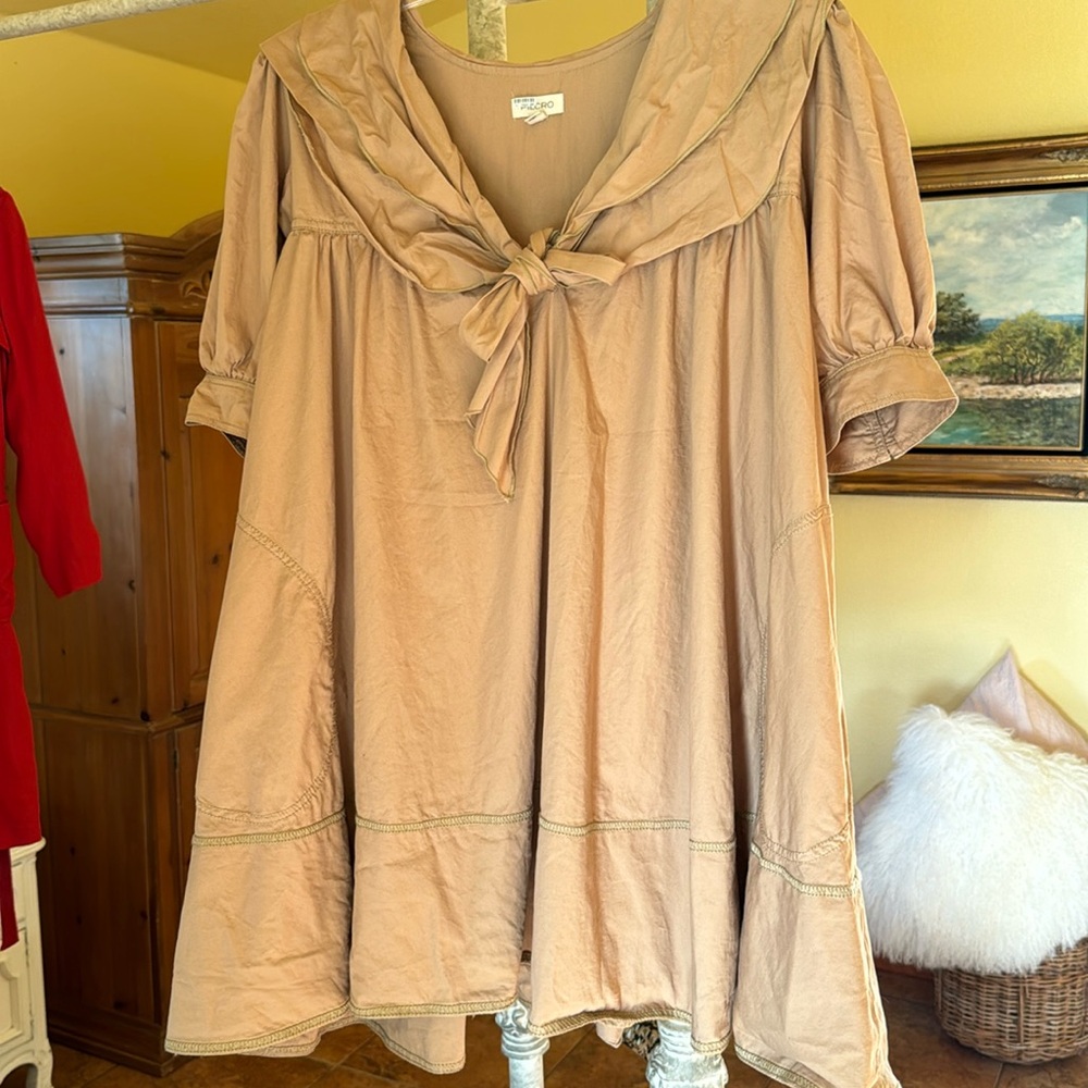 Pilcro Beige Tan Sailor Collar Mini Dress Small